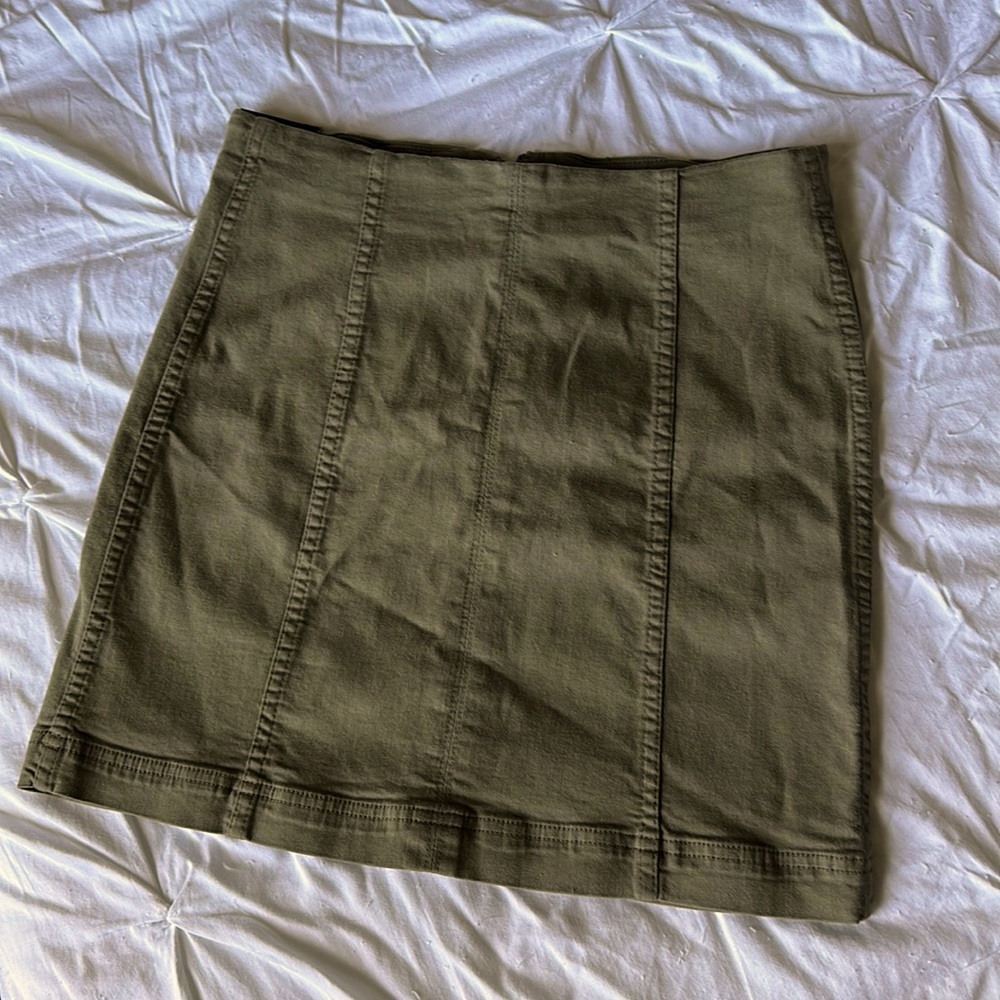 Army green mini skirt